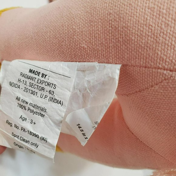 Pillowfort Pink Elephant Throw Pillow, Embroidered Plush Animal, Gently Used - Picture 8 of 8